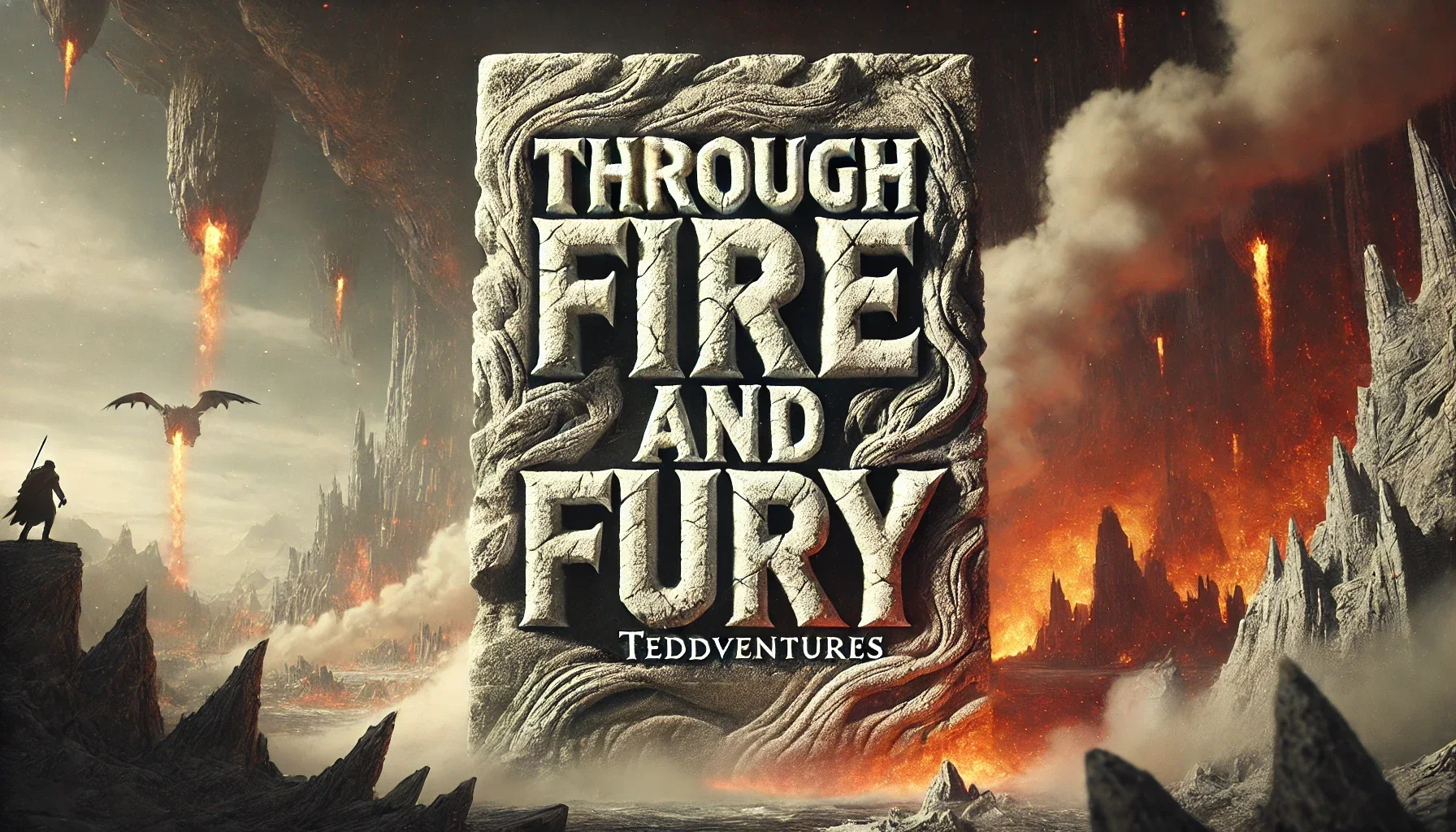 An epic, cinematic album cover for the song titled 'Through Fire and Fury.' The title text 'Thro