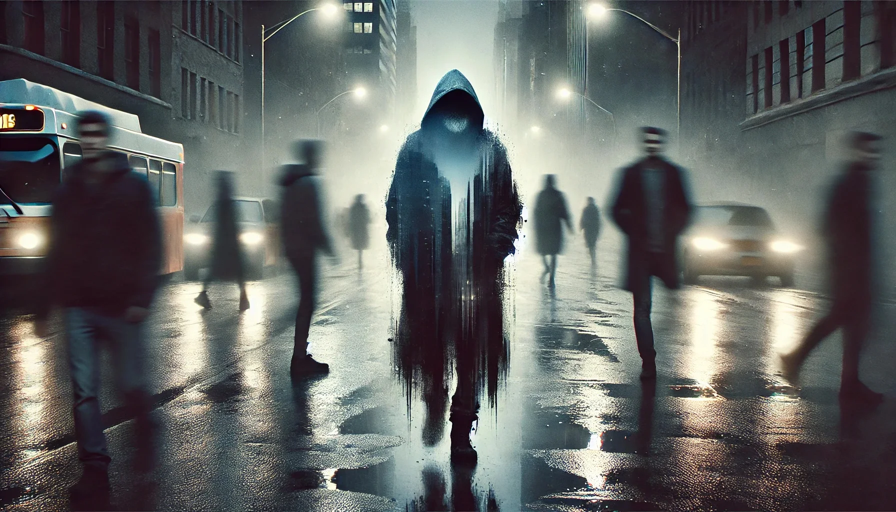 Album cover for a song titled 'Living Ghosts.' The design is dark and atmospheric, with a ghostl