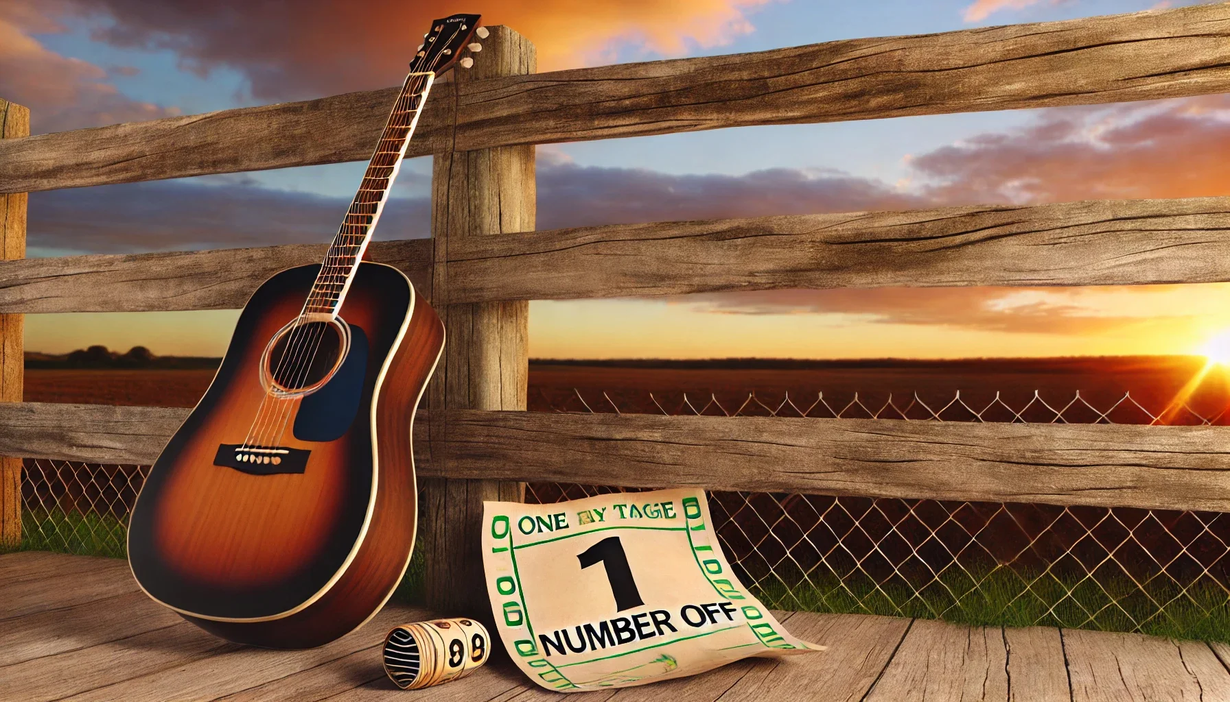 A photorealistic album cover for a country song titled 'One Number Off'. The cover features an a